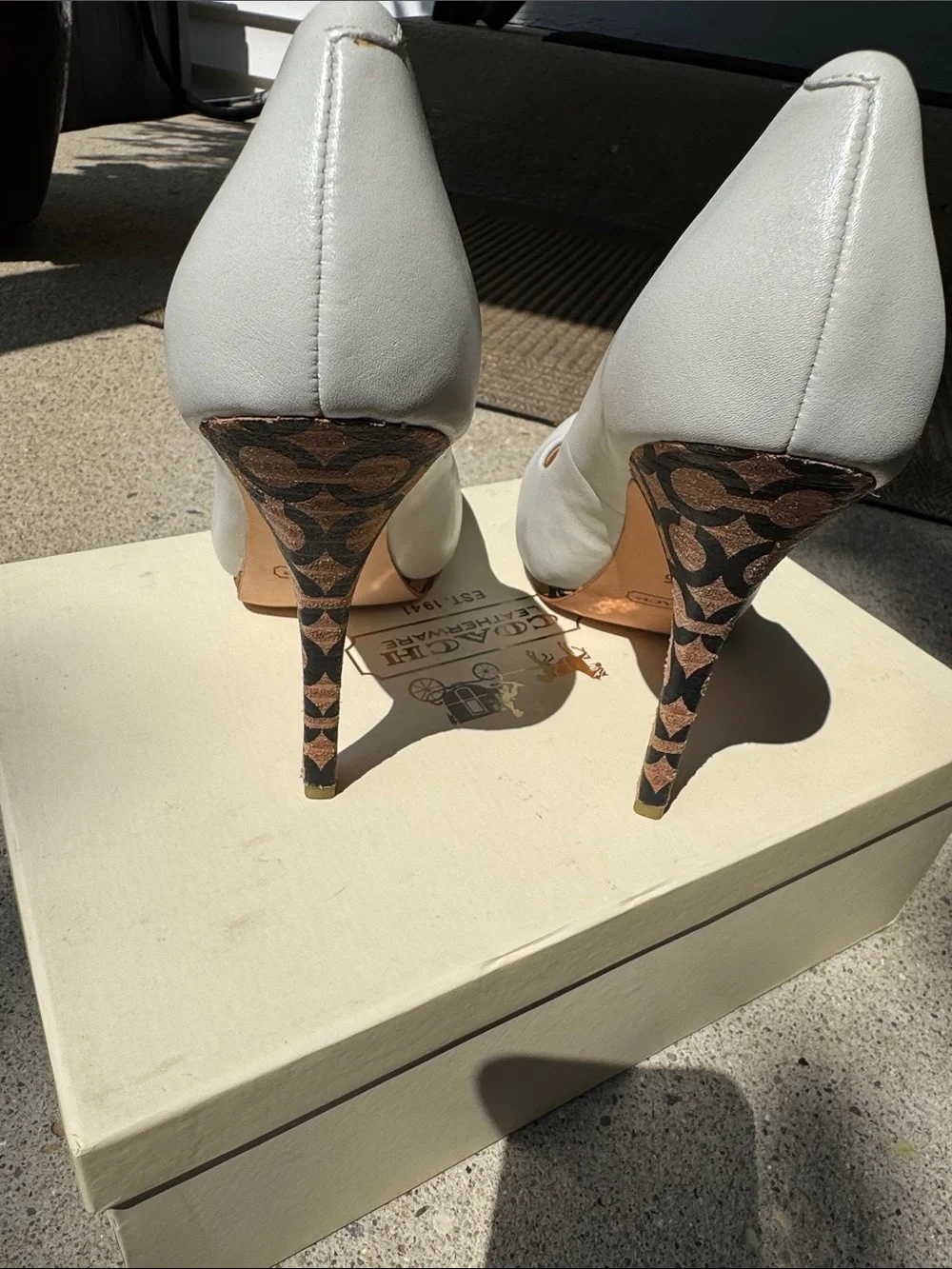 Coach NWB Round-Toe Platform Heels with Logo-Print Accents